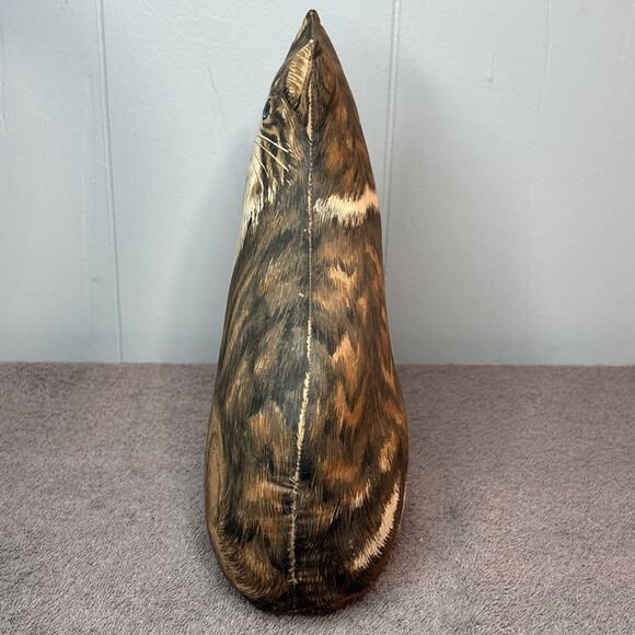 Vintage Cat Shaped Pillow Cut & Sew Brown White Tabby Green Eyes 10” - Picture 5 of 9